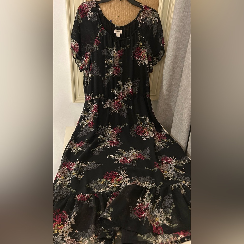 Style & Co. Black and Pink Sleeveless Maxi Sundress